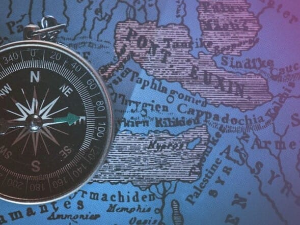 Compass on top of ocean map
