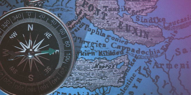 Compass on top of ocean map