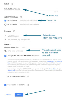 Entering a reCAPTCHA form