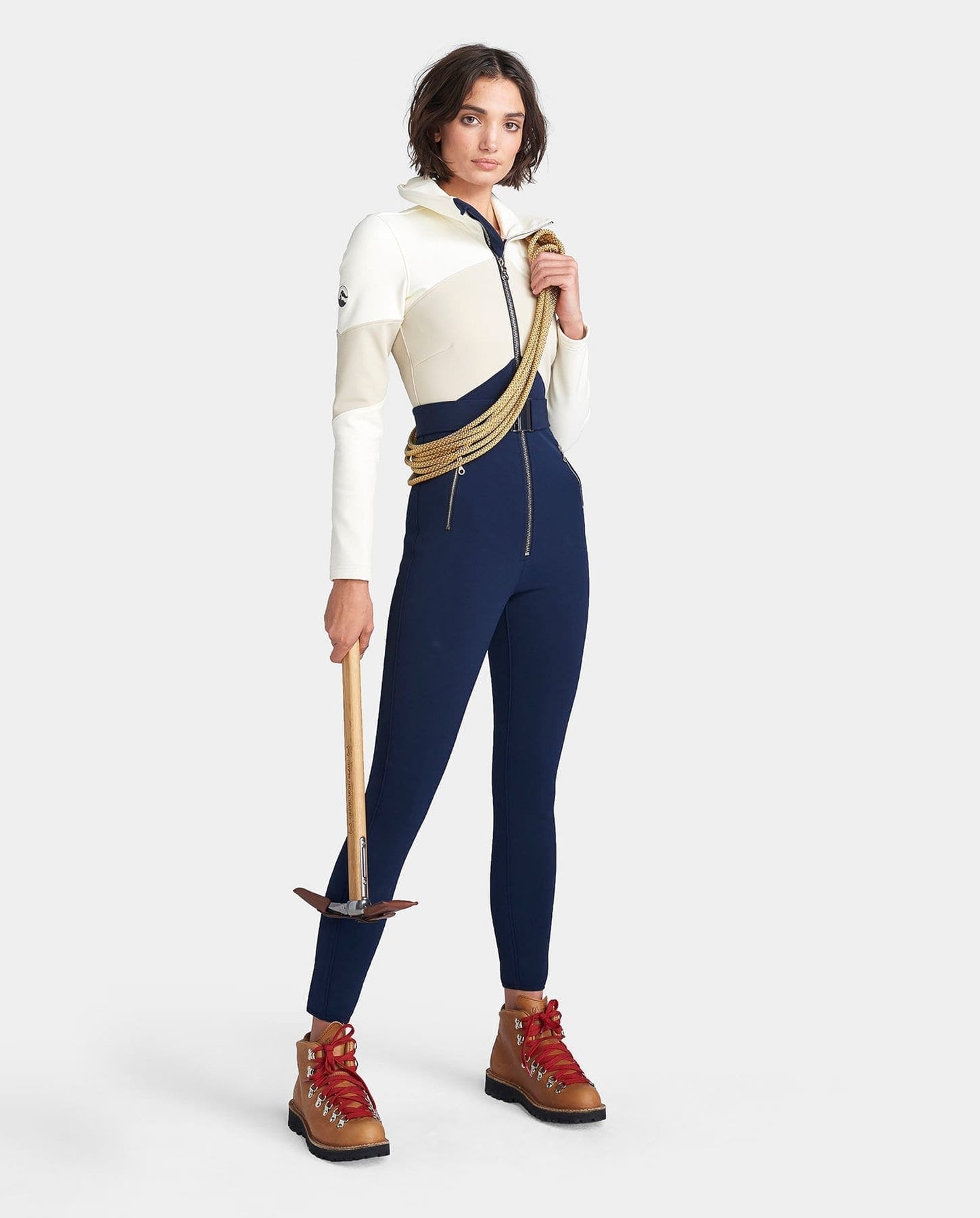 a woman modeling a Cordova ski suit