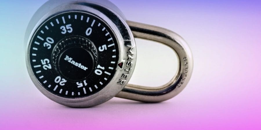 Lock with a blue and pink gradient overlaid on top