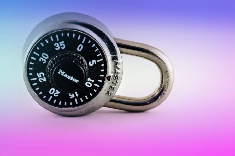 Lock with a blue and pink gradient overlaid on top