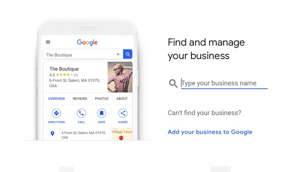 a screenshot indicating where to enter your business name